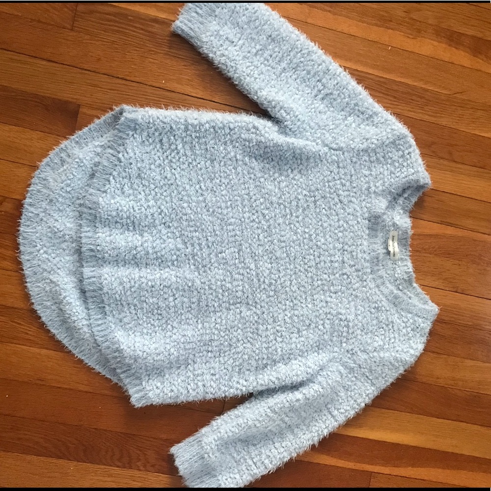 Fuzzy blue sweater by John Paul Richard